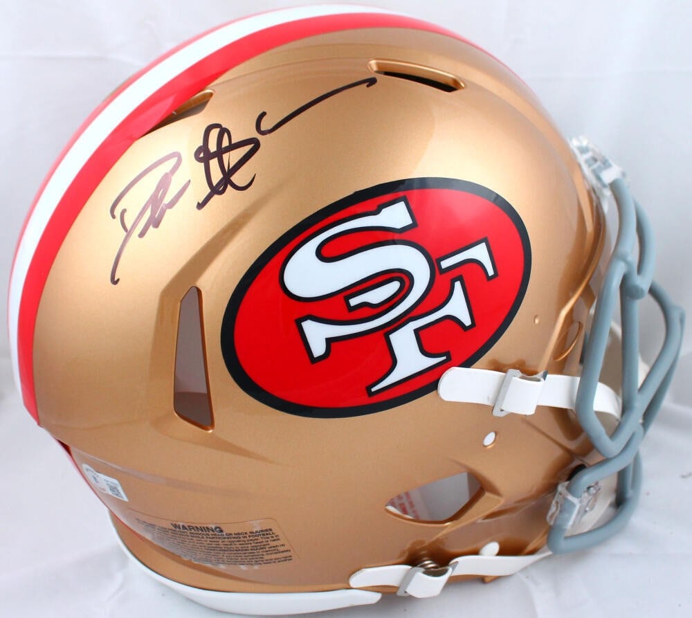 Deion Sanders Signed San Francisco 49ers Full Size Authentic Speed Helmet BAS: Deion Sanders Signed San Francisco 49ers Full Size Authentic Speed Helmet BAS Autographed San Francisco 49ers full-size Speed authentic helmet signed by Deion Sanders. The item is listed as original a