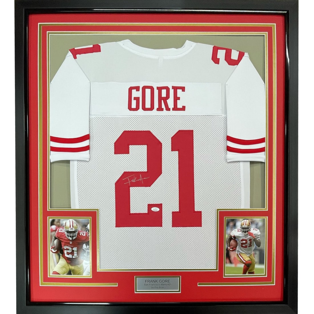 Frank Gore signed framed 49ers white jersey with JSA authentication (1 of 2)