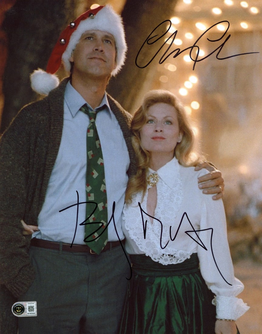 Beckett witnessed signed 11x14 photo Chevy Chase Beverly D Angelo: Beckett witnessed signed 11x14 photo Chevy Chase Beverly D Angelo This 11x14 vertical photograph is personally signed by Chevy Chase and Beverly D'Angelo, stars of National Lampoon's Christmas Vacatio