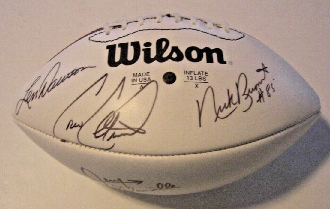 Signed NFL Wilson Football Len Dawson Nick Buoniconti Jerry Glanville COA (1 of 2)