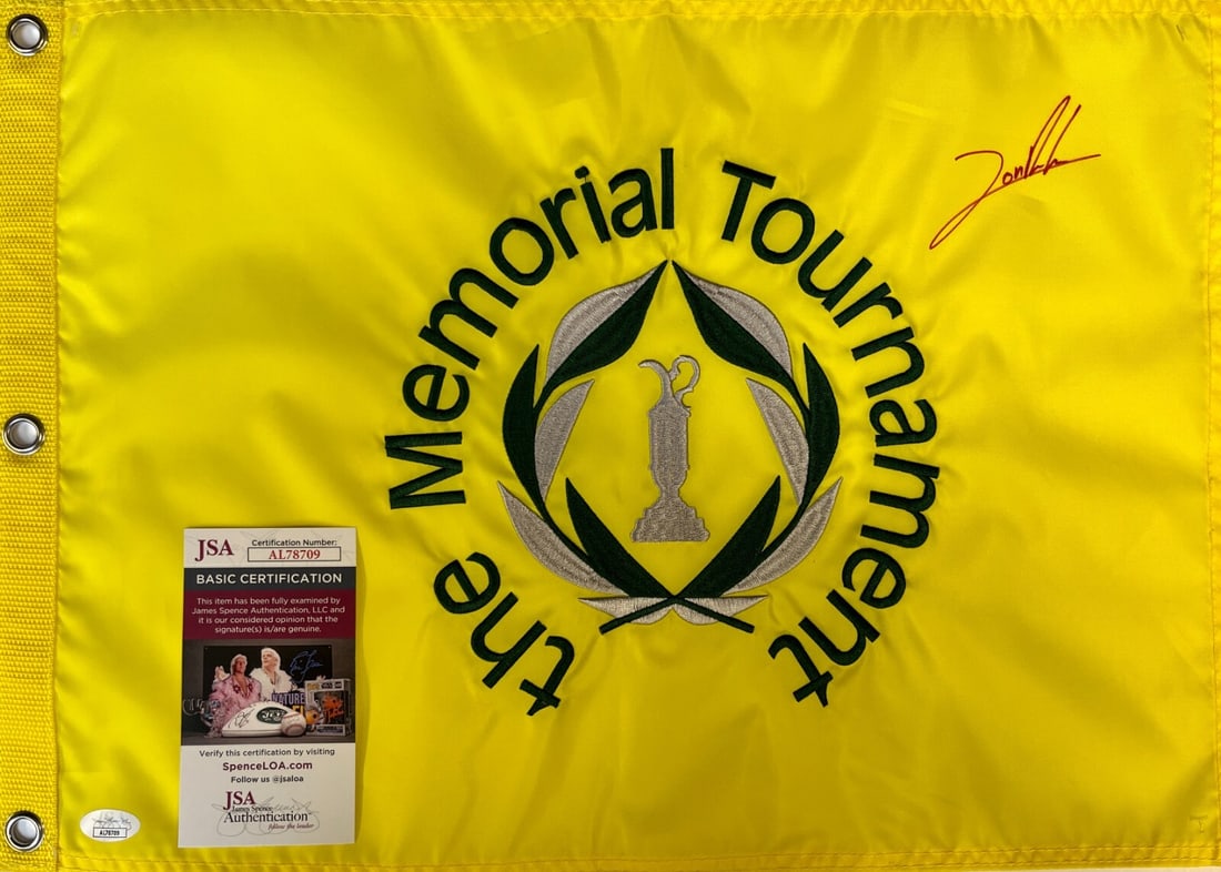 Jon Rahm Signed Memorial Tournament Pin Flag JSA Authenticated (1 of 1)