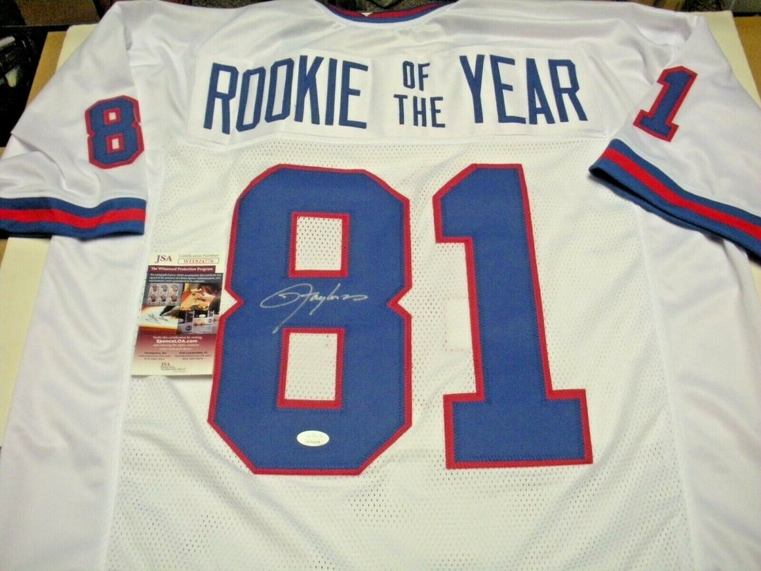 Lawrence Taylor autographed football jersey with JSA COA New York Giants legend: Lawrence Taylor autographed football jersey with JSA COA New York Giants legend This is a pre-owned New York Giants football jersey signed by Lawrence Taylor. The jersey is an original item from the U