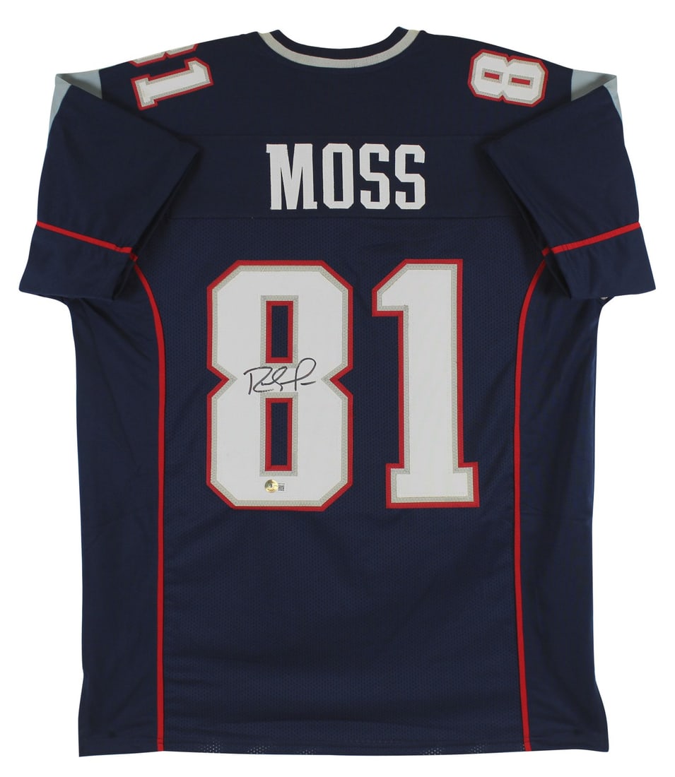 Randy Moss Signed Patriots Navy Pro Style Jersey Beckett BAS Witnessed (1 of 3)