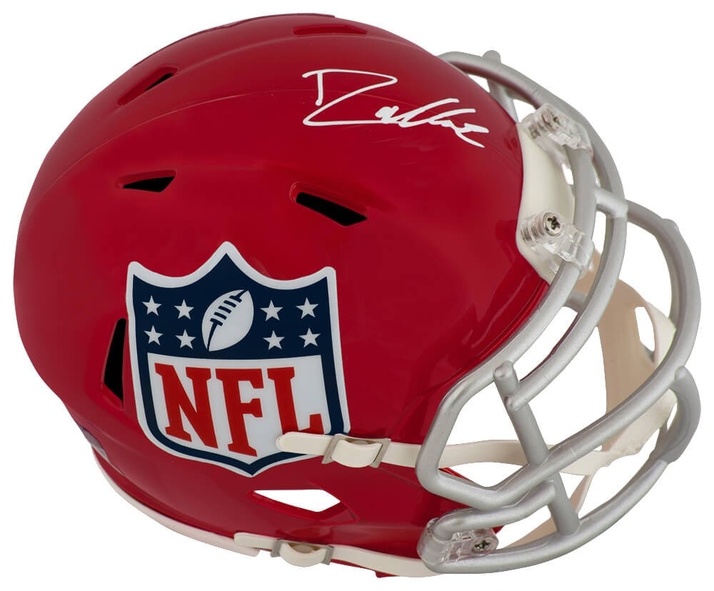 Autographed NFL Shield Flash Mini Helmet by Drew Allar: Autographed NFL Shield Flash Mini Helmet by Drew Allar This is a pre-owned NFL Shield Flash Riddell Speed mini helmet signed by Drew Allar. The helmet includes a tamper-proof numbered hologram on the 