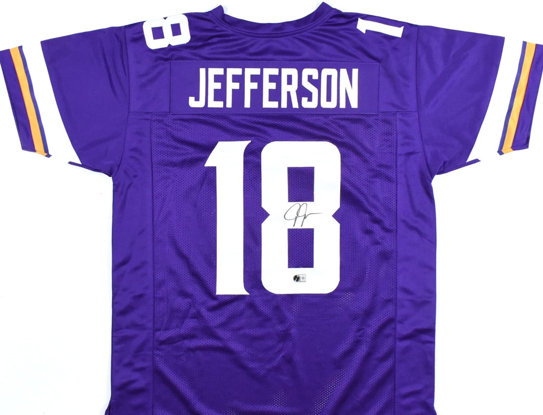 Beckett Hologram Signed Justin Jefferson Purple Pro Style Jersey (1 of 4)