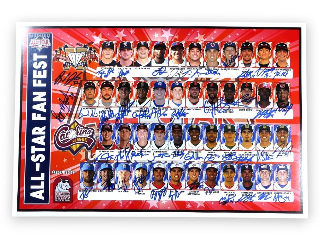 2016 AAA All-Star Fanfest Authenticated 12x18 Photo 46 Signatures Cubs: 2016 AAA All-Star Fanfest Authenticated 12x18 Photo 46 Signatures Cubs Celebrate the 2016 AAA All-Star Fanfest with this stunning autographed 12X18 photo featuring 46 signatures, including notable pla
