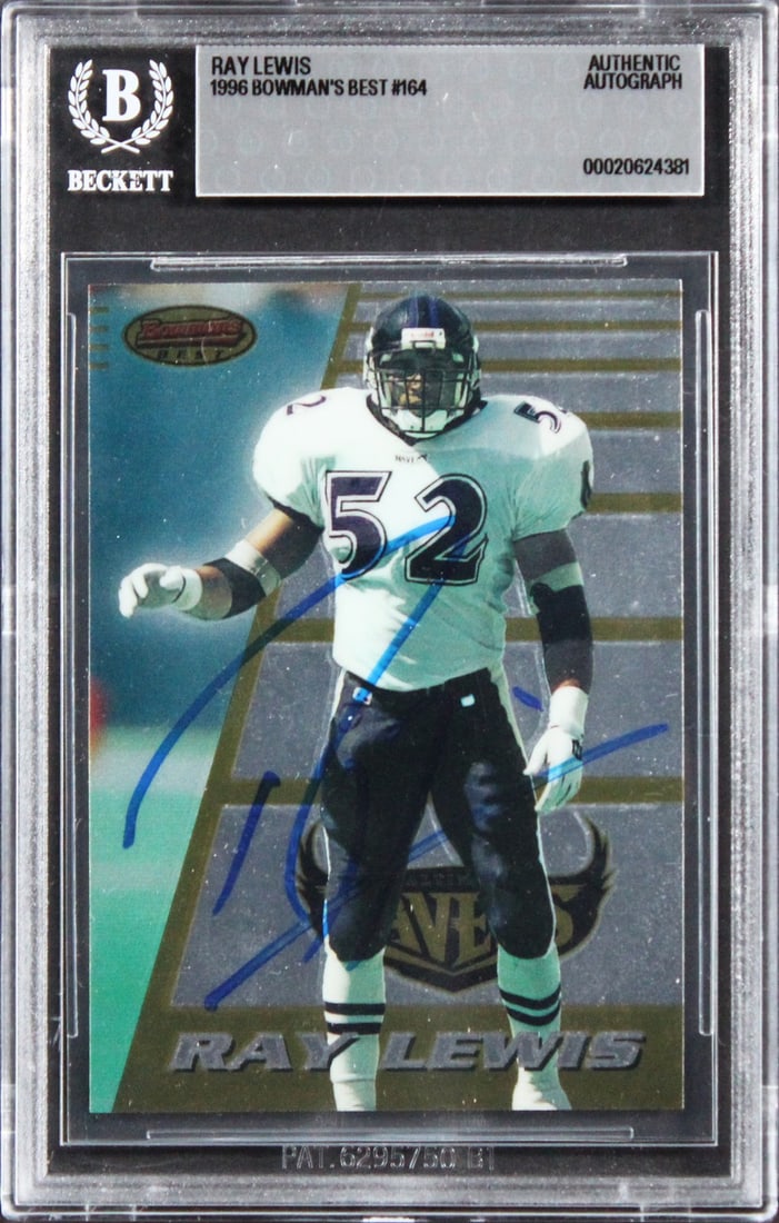 Ray Lewis Signed 1996 Bowman's Best 3164 Rookie Card Beckett Authenticated (1 of 2)