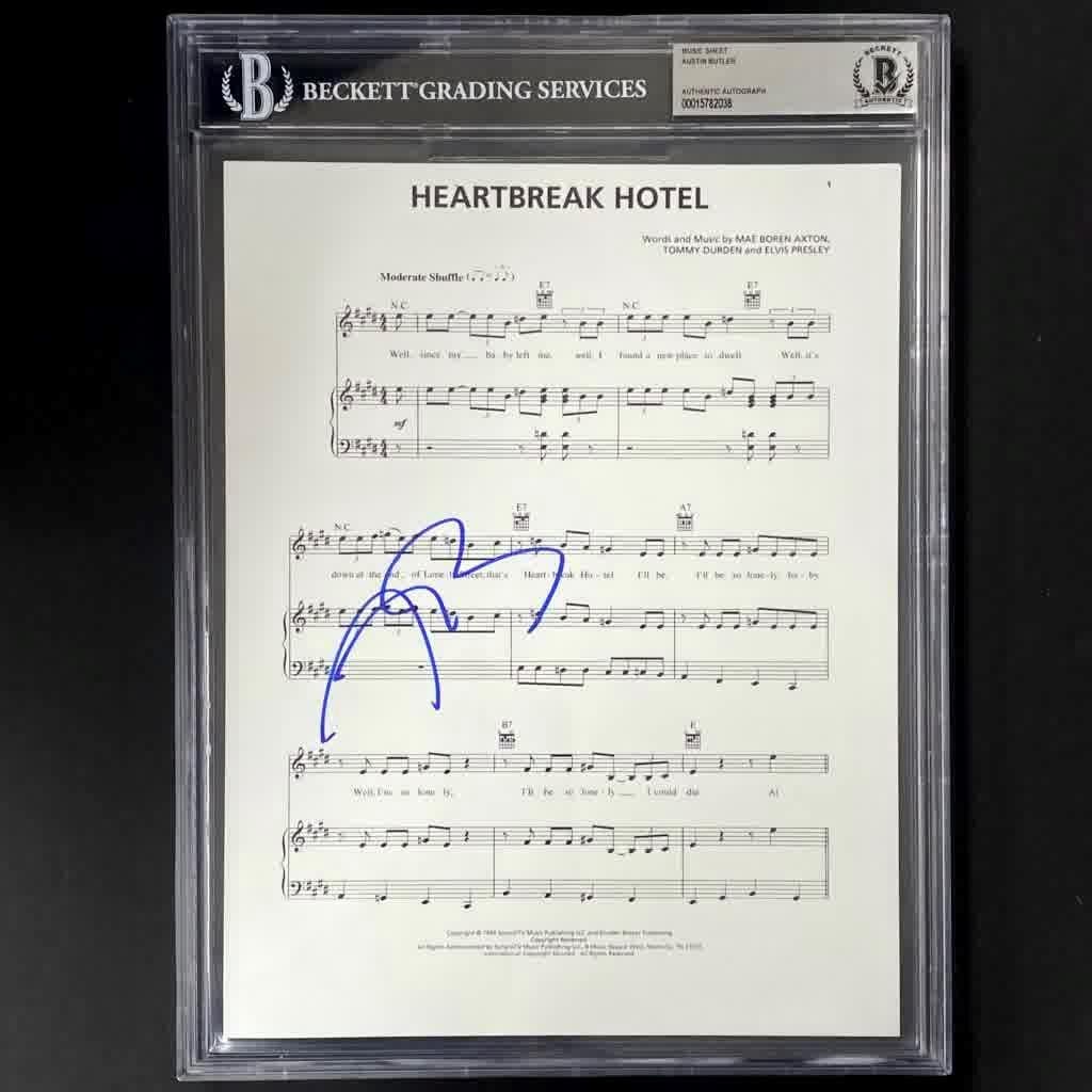 Heartbreak Hotel 8.5x11 Song Sheet Autographed by Austin Butler Beckett Authenticated (1 of 3)