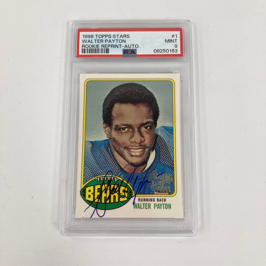 Walter Payton autographed 1998 Topps Stars 1976 rookie reprint PSA 9 (1 of 2)