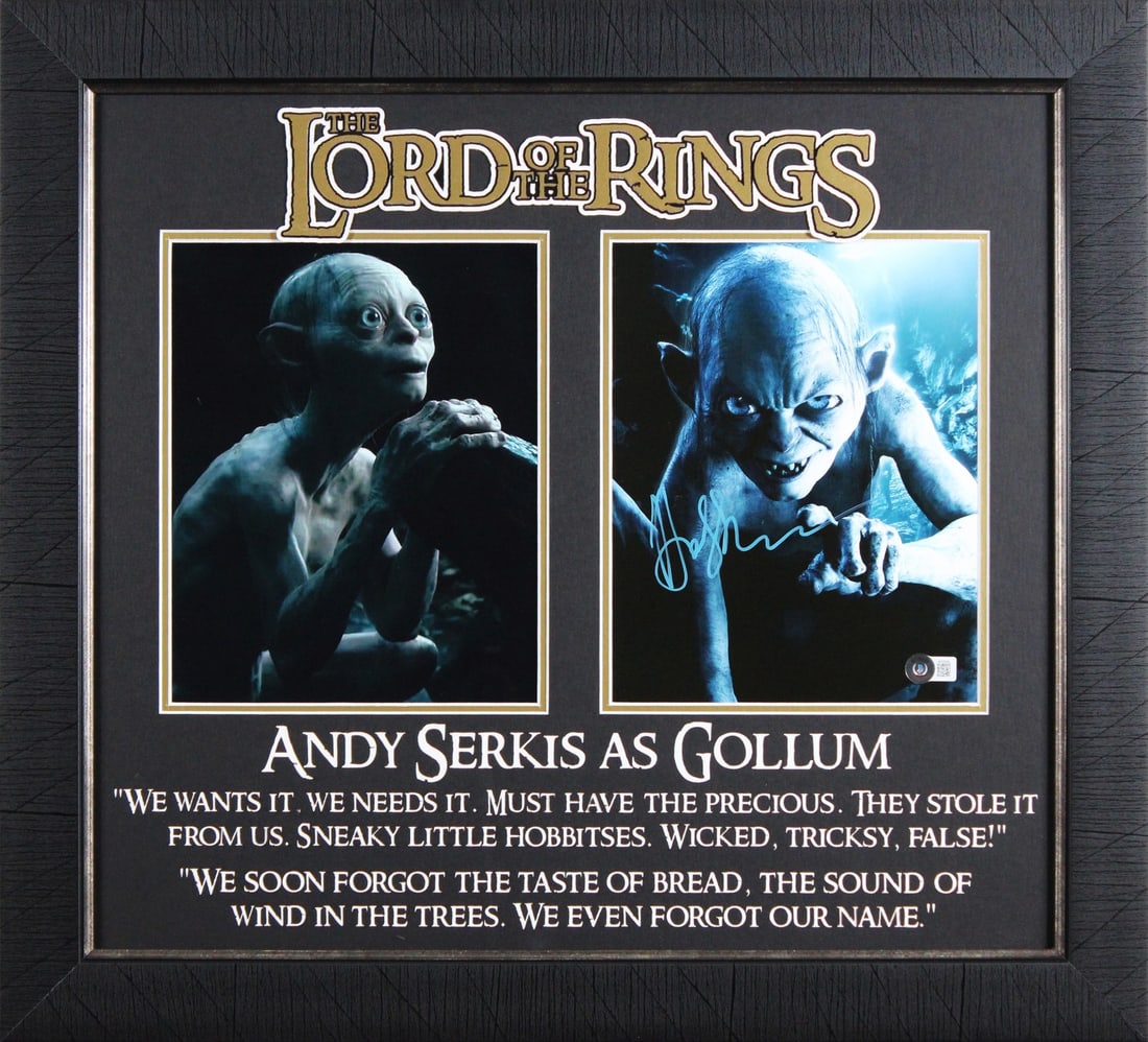 Framed 8x10 Vertical Photo Signed by Andy Serkis Beckett Authenticated (1 of 2)