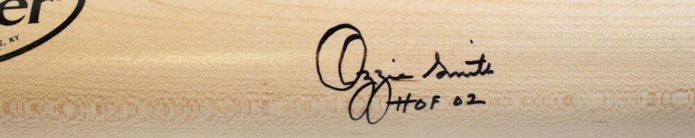 Louisville Slugger blonde bat signed by Ozzie Smith with HOF Fanatics (1 of 2)