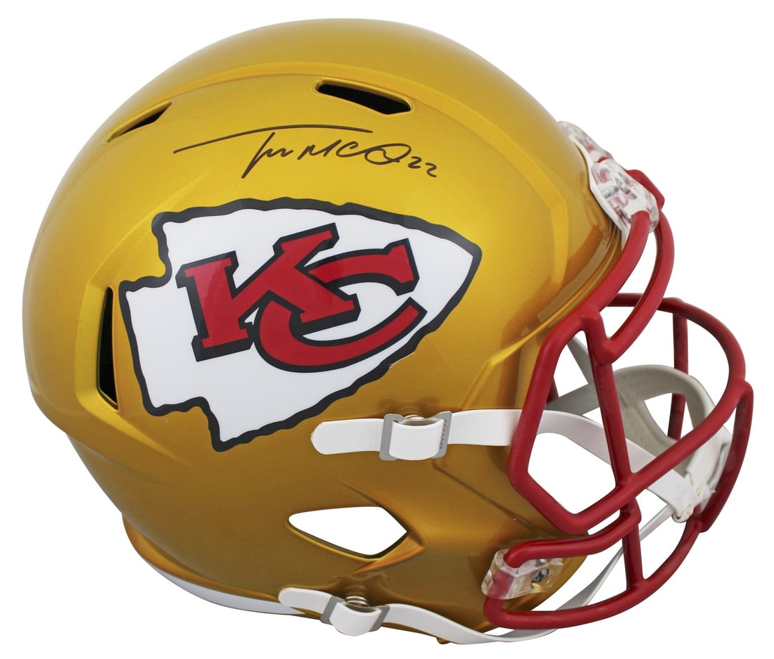Trent McDuffie Signed Chiefs Flash Full Size Speed Helmet BAS Authenticated: Trent McDuffie Signed Chiefs Flash Full Size Speed Helmet BAS Authenticated This is an authentic Kansas City Chiefs Flash Full Size Speed Replica Helmet, personally signed by player Trent McDuffie. Th