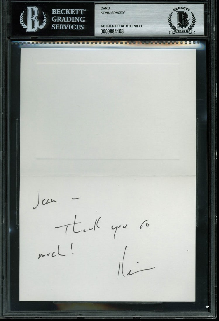 Kevin Spacey House Of Cards Signed Thank You Card BAS Authenticated 3.5x5: Kevin Spacey House Of Cards Signed Thank You Card BAS Authenticated 3.5x5 This authentic 3.5x5 Thank You Card has been personally signed by Kevin Spacey from the acclaimed show House Of Cards. It is f