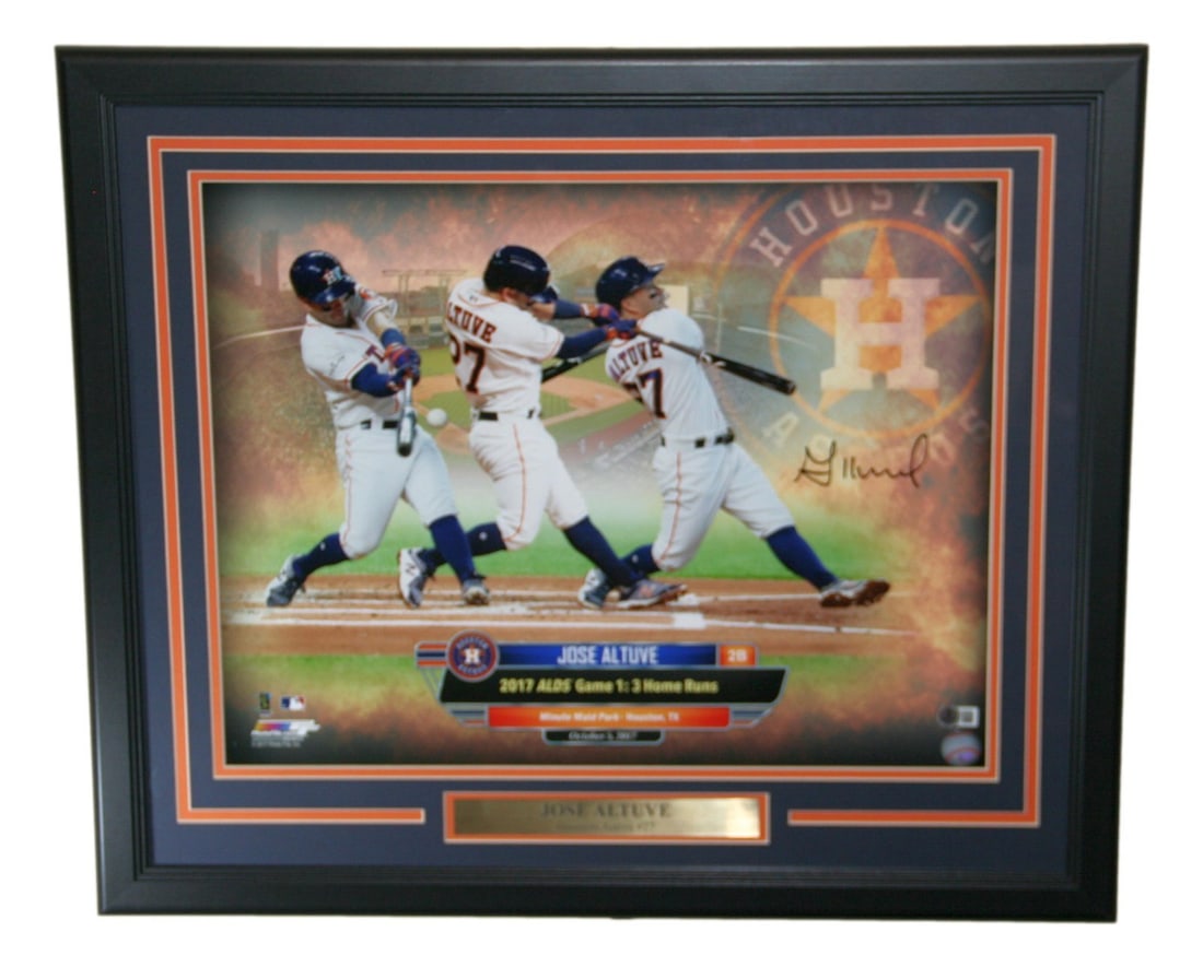 Framed 20x16 Houston Astros Jose Altuve Signed Original Photo BAS: Framed 20x16 Houston Astros Jose Altuve Signed Original Photo BAS Framed photo of Jose Altuve featuring an original autograph and Houston Astros association. This pre-owned baseball collectible is aut