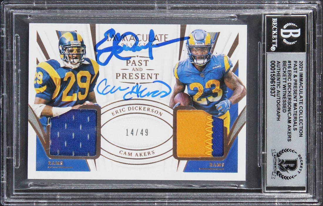 Eric Dickerson Cam Akers Signed 2021 Immaculate Collection Card Auto 10 Beckett Authenticated (1 of 2)