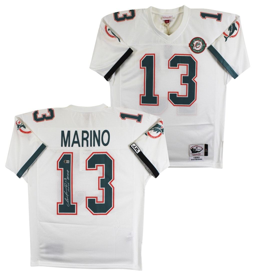 Dan Marino signed 1990 throwback white jersey Beckett authenticated (1 of 8)