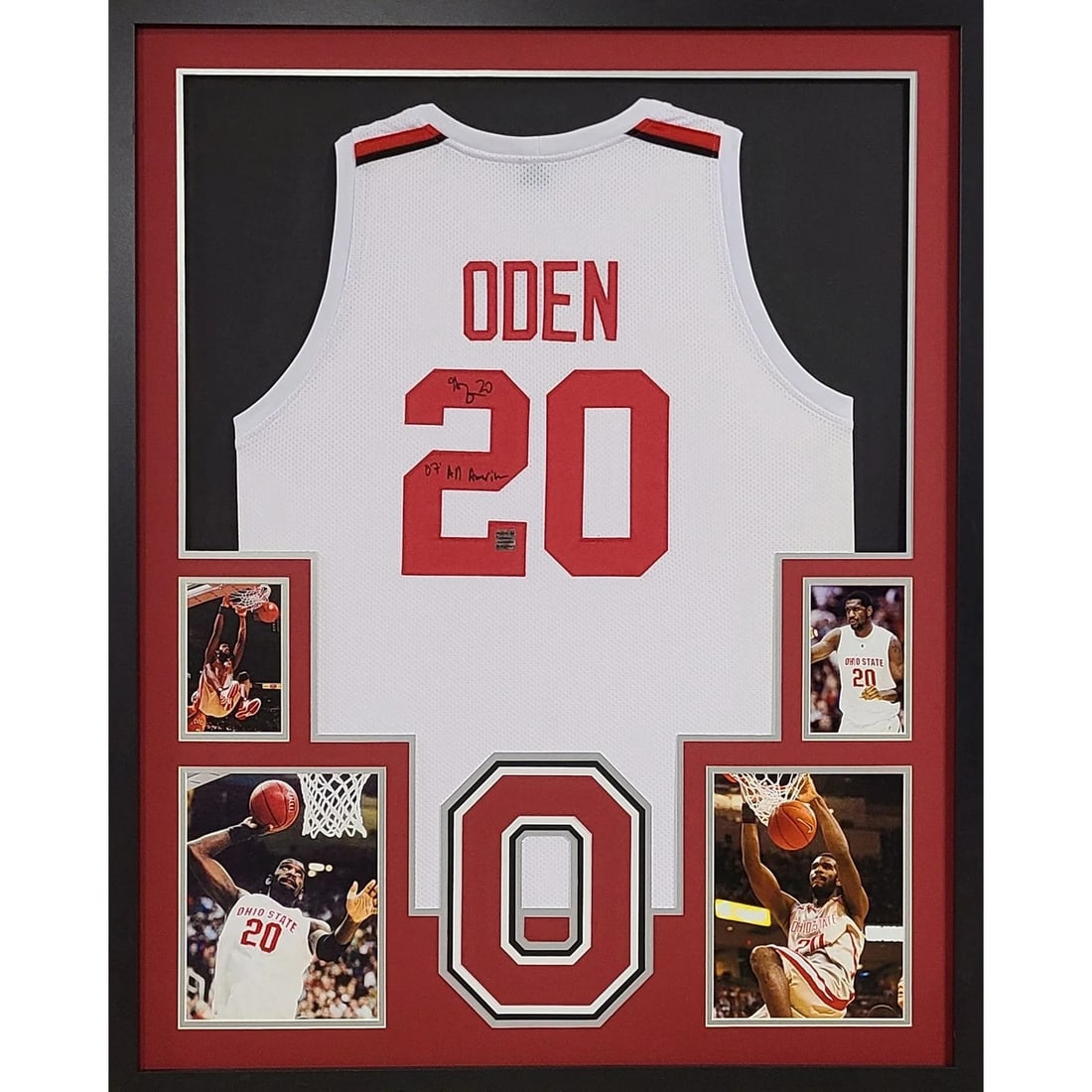 Greg Oden Autographed Framed Ohio State Jersey with COA (1 of 2)