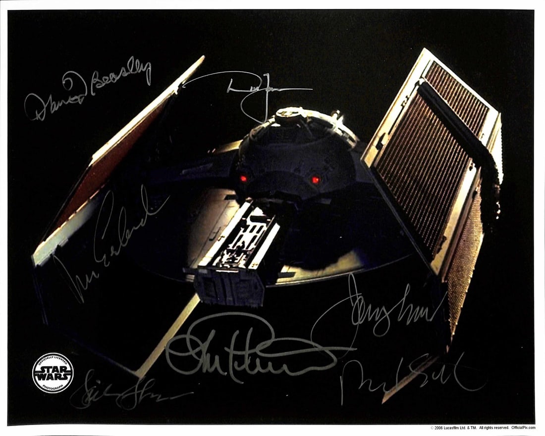 Star Wars ILM Darth Vader TIE Fighter 8x10 Signed Photo Beckett Authenticated: Star Wars ILM Darth Vader TIE Fighter 8x10 Signed Photo Beckett Authenticated This stunning 8x10 Official Pix photograph, officially licensed by Lucasfilm, features Darth Vader's TIE Fighter as seen