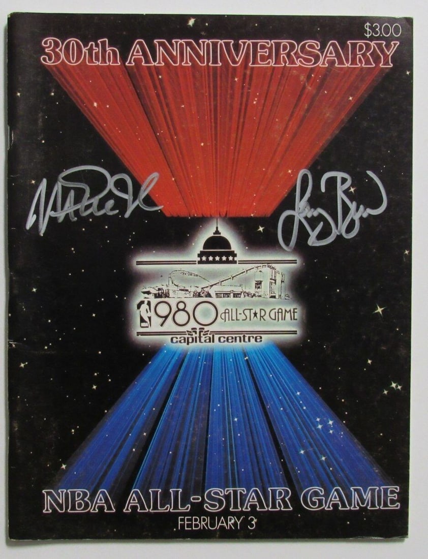 1980 NBA All Star Game Program signed by Larry Bird and Magic Johnson (1 of 3)
