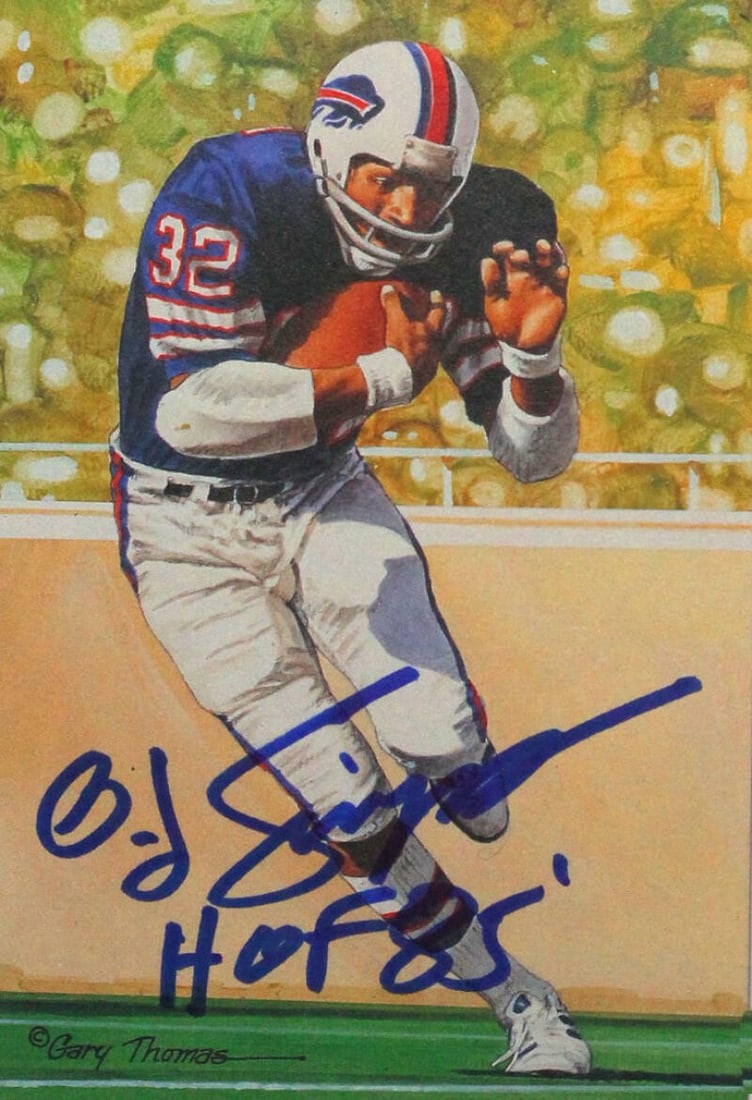 Buffalo Bills O.J. Simpson signed Goal Line Art card JSA witnessed HOF (1 of 7)
