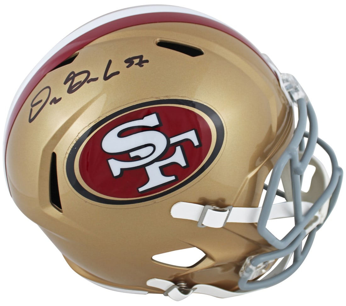 Dre Greenlaw Signed 49ers Full Size Speed Helmet BAS Authenticated: Dre Greenlaw Signed 49ers Full Size Speed Helmet BAS Authenticated This authentic full-size Speed Replica helmet is personally signed by Dre Greenlaw of the San Francisco 49ers. The item comes with a 