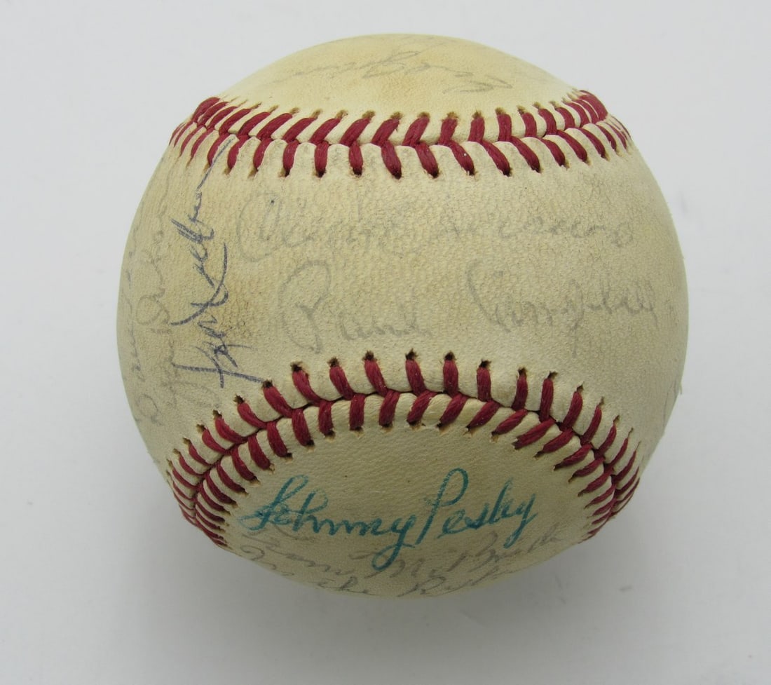 1946 Boston Red Sox Team Signed ONL Baseball with 20 Autographs: 1946 Boston Red Sox Team Signed ONL Baseball with 20 Autographs This is an original 1946 Boston Red Sox Reunion Team signed baseball featuring the autographs of 20 team members, including notable play