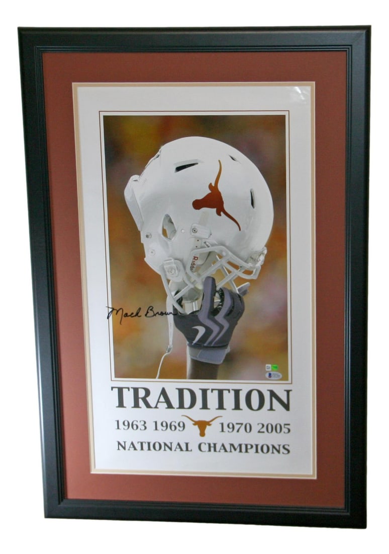 Framed Texas Longhorns Poster Signed by Mack Brown with Beckett Authentication (1 of 3)