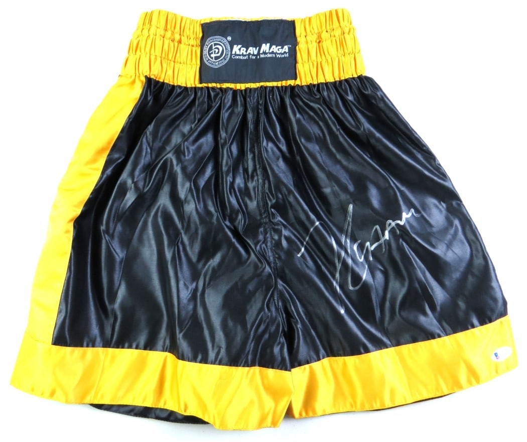 Julio Cesar Chavez Signed Boxing Trunks Black Yellow JSA Authenticated (1 of 4)