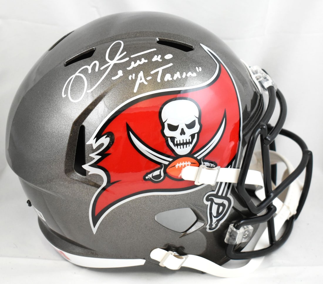 Beckett Holo Signed Mike Alstott Buccaneers Full Size Speed Helmet (1 of 5)