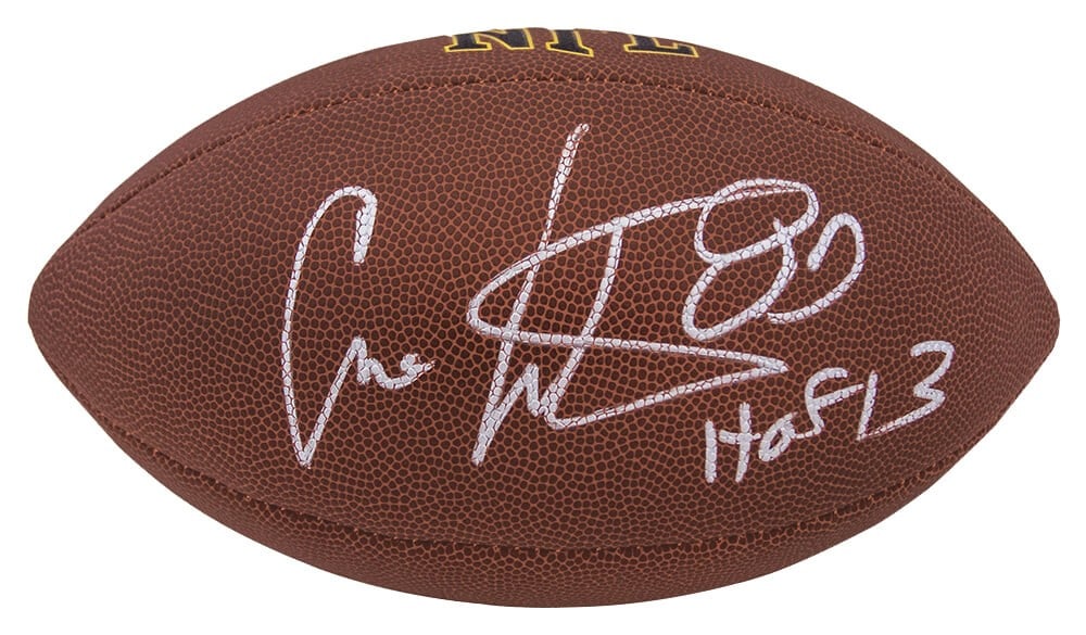 Cris Carter Signed Wilson Super Grip NFL Football HOF 13 COA: Cris Carter Signed Wilson Super Grip NFL Football HOF 13 COA Celebrate the legacy of Cris Carter with this signed Wilson Super Grip full-size NFL football. This remarkable piece features the inscripti