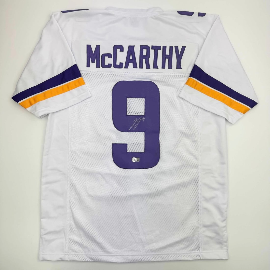 Beckett BAS Certified J J McCarthy Signed Vikings Custom White Football Jersey (1 of 4)