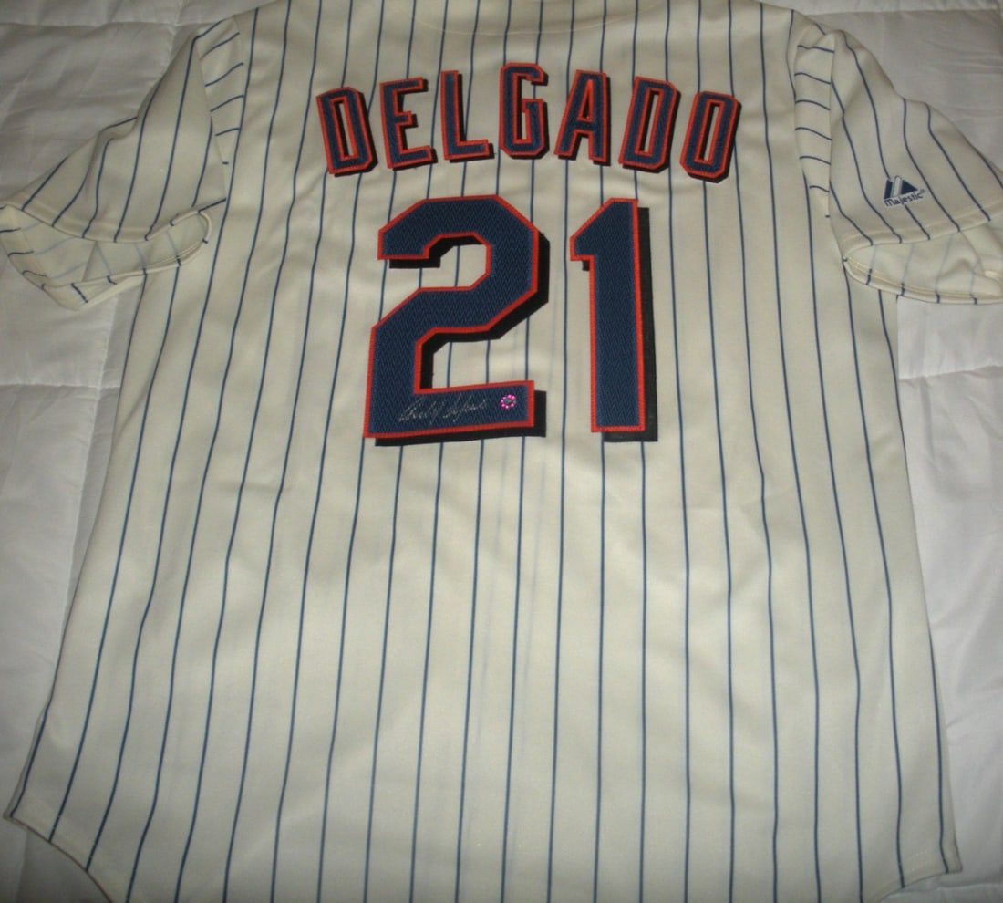 Official Majestic Carlos Delgado New York Mets Signed MLB Jersey COA: Official Majestic Carlos Delgado New York Mets Signed MLB Jersey COA Officially licensed Majestic Carlos Delgado New York Mets MLB jersey. This original signed jersey is a pre-owned piece of baseball 