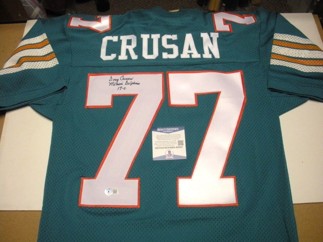Miami Dolphins Sand Knit Jersey Signed by Doug Crusan with Beckett COA (1 of 2)