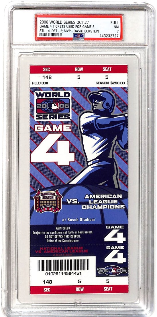 PSA 7 Graded Full Ticket 2006 World Series Game 5 Cardinals Tigers (1 of 2)
