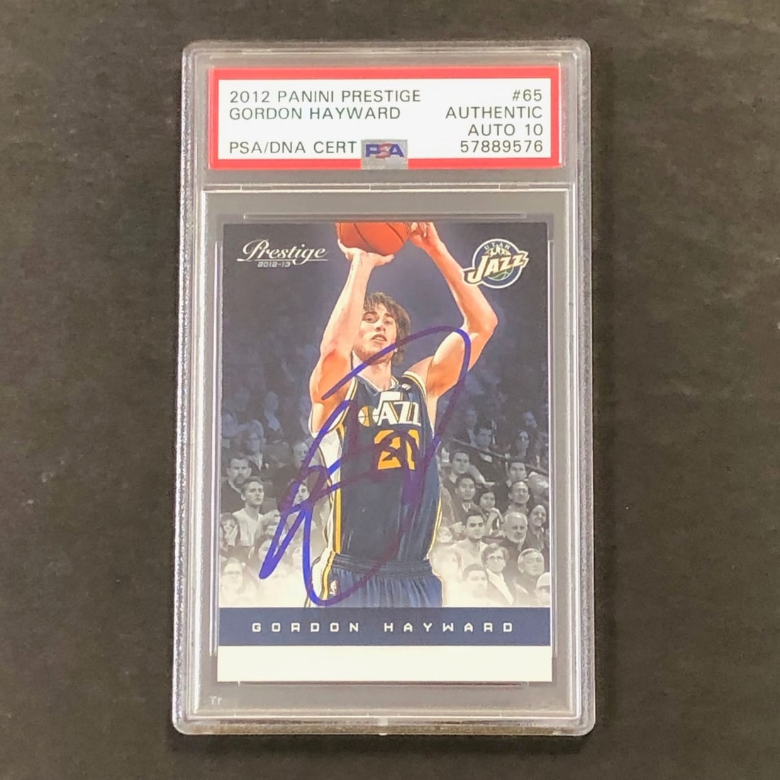 PSA Slabbed Gordon Hayward Autographed Panini Prestige #65 Jazz Card (1 of 2)