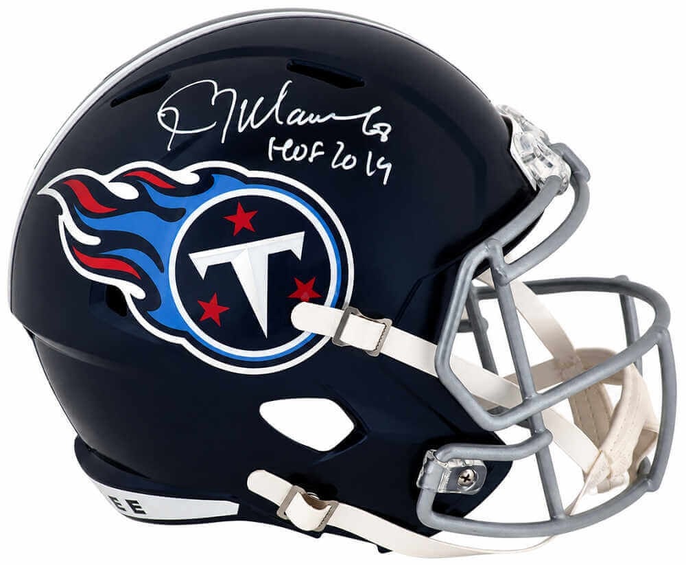 Tennessee Titans Riddell Speed Replica Helmet Signed by Kevin Mawae HOF 2019: Tennessee Titans Riddell Speed Replica Helmet Signed by Kevin Mawae HOF 2019 Pre-owned Tennessee Titans navy Riddell full size speed replica helmet signed by Kevin Mawae and inscribed "HOF 2019." This