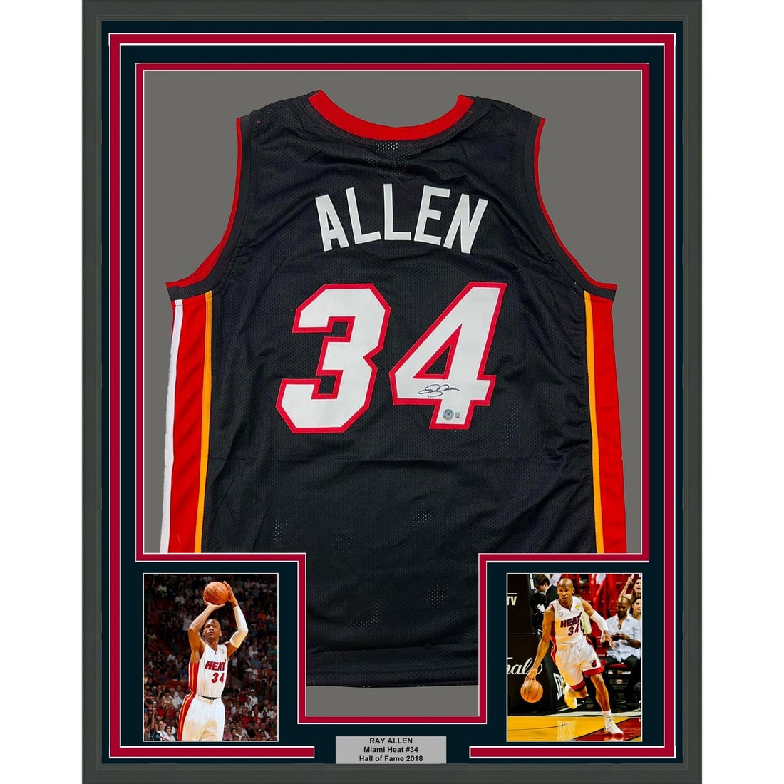 Ray Allen signed Miami Heat black framed jersey Beckett COA (1 of 2)