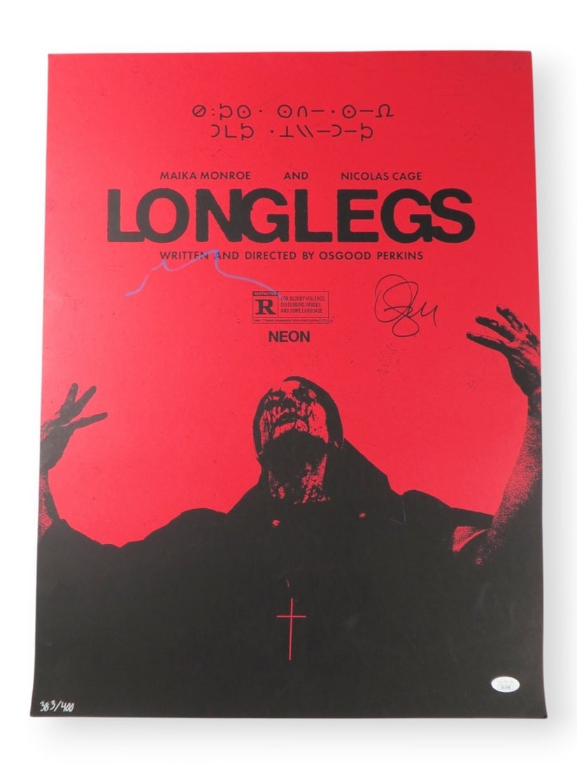 Longlegs 18X24 poster signed by Nicolas Cage Osgood Perkins JSA (1 of 4)