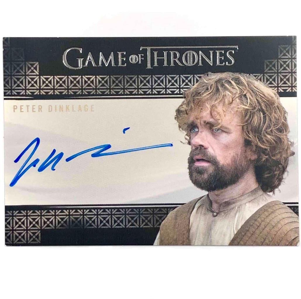 Game of Thrones Peter Dinklage Signed Index Card SP Auto: Game of Thrones Peter Dinklage Signed Index Card SP Auto This is an original Rittenhouse Game of Thrones collectible featuring an on-card autograph by Peter Dinklage. The item is an index card signed 