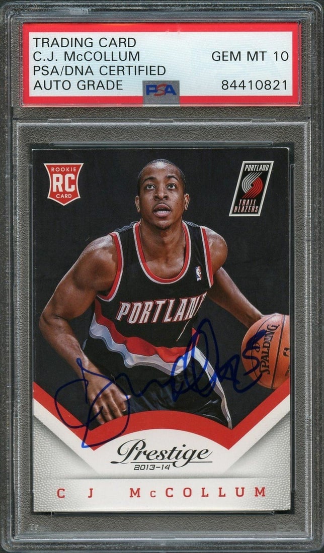 2013-14 Panini Prestige #170 CJ McCollum Signed Card PSA/DNA Authenticated: 2013-14 Panini Prestige #170 CJ McCollum Signed Card PSA/DNA Authenticated This 2013-14 Panini Prestige #170 CJ McCollum signed card features a bold autograph authenticated by PSA/DNA. The card is enc