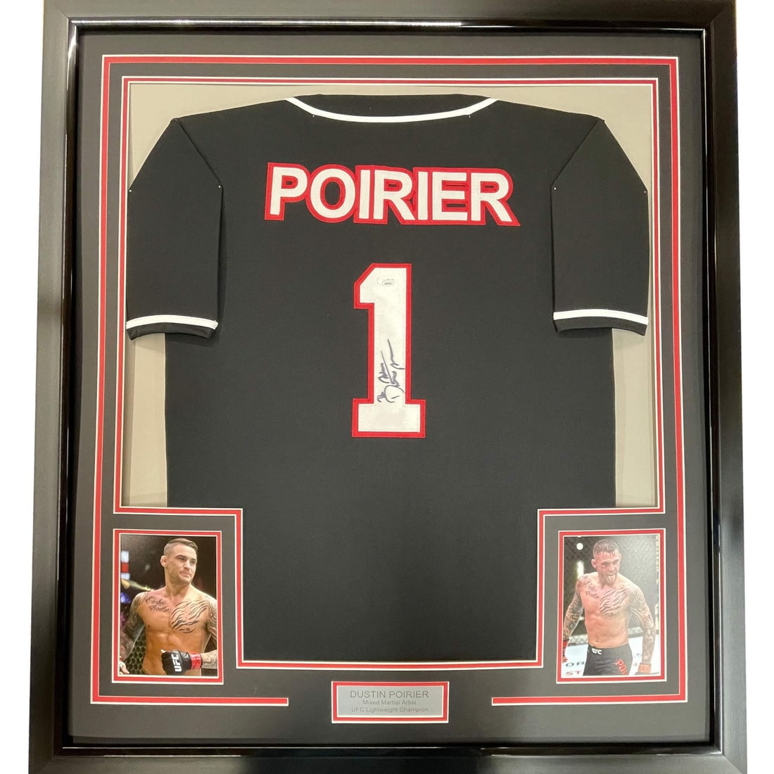 Framed Signed Dustin Poirier UFC Jersey with PSA/DNA COA (1 of 2)