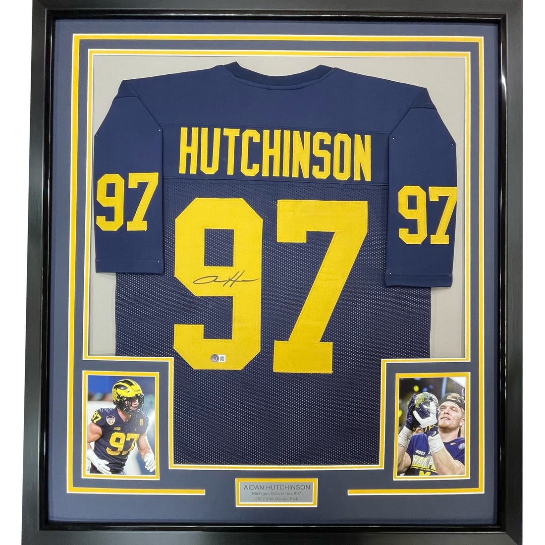 Framed Aidan Hutchinson Autographed Jersey Michigan Wolverines BAS COA (1 of 2)