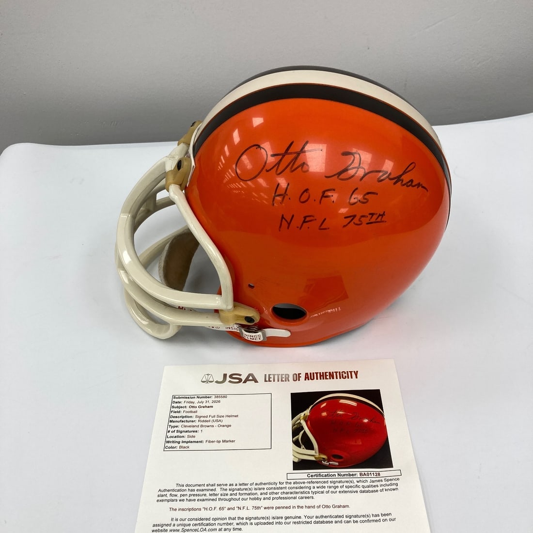 Cleveland Browns Full Size Helmet Signed by Otto Graham JSA (1 of 10)