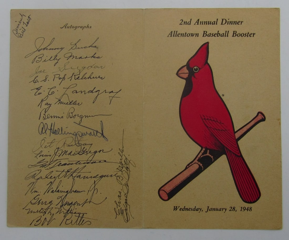 1948 Allentown Cardinals Baseball Booster Program Signed by 19 (1 of 3)