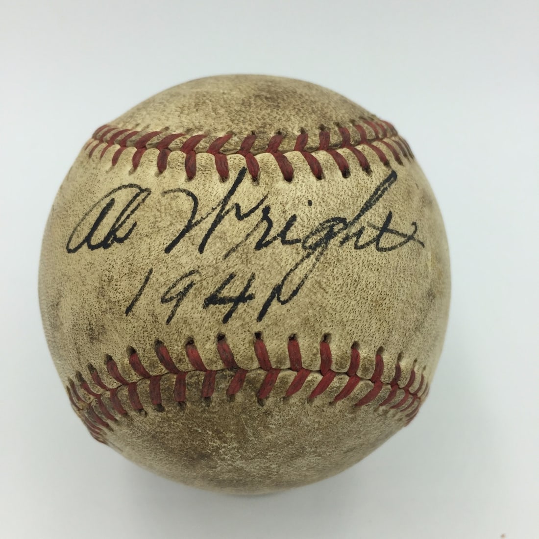 Rare 1941 AB Wright Single Signed Game Used Baseball JSA COA: Rare 1941 AB Wright Single Signed Game Used Baseball JSA COA This rare 1941 AB Wright single signed game-used minor league baseball is a remarkable collectible for baseball enthusiasts. It is possibly