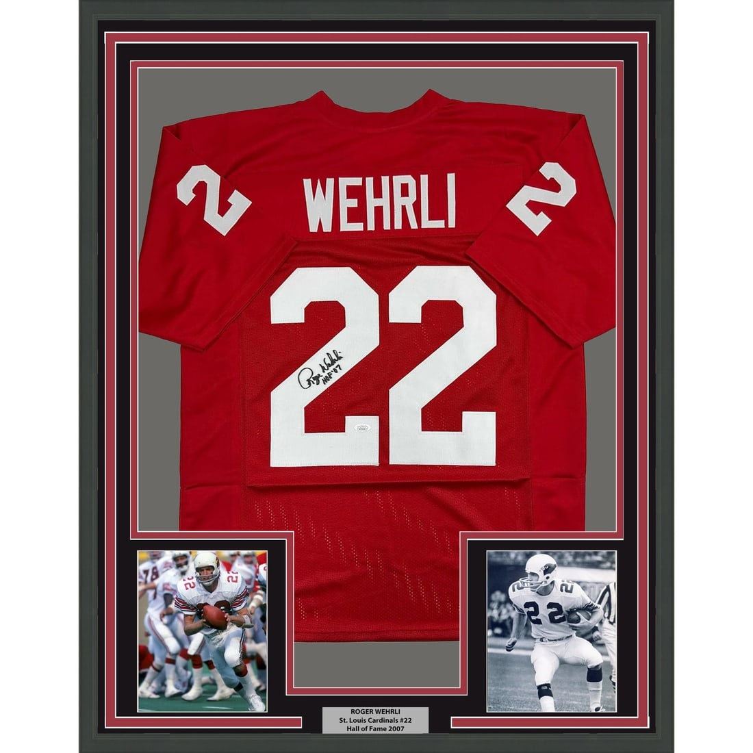 Roger Wehrli signed framed Arizona Cardinals red jersey JSA 35x39 (1 of 2)