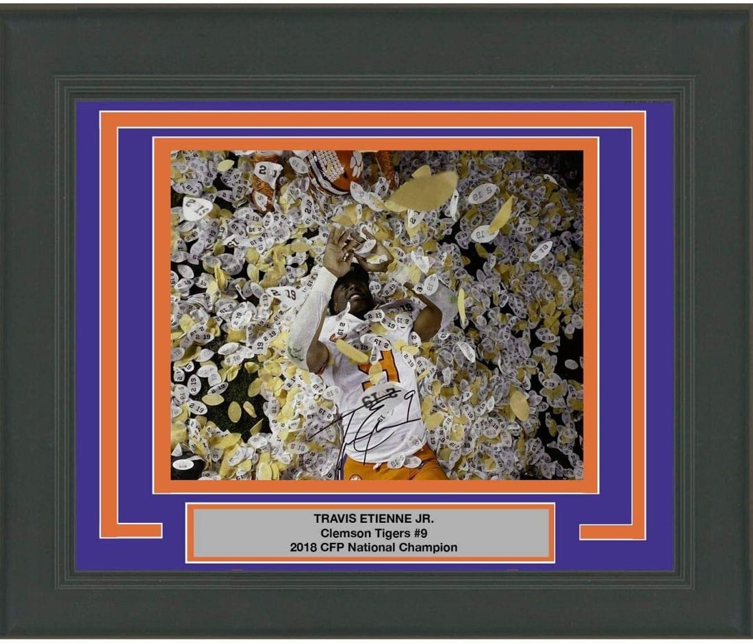 Framed Travis Etienne Jr Autographed Clemson 16x20 Photo JSA COA (1 of 1)