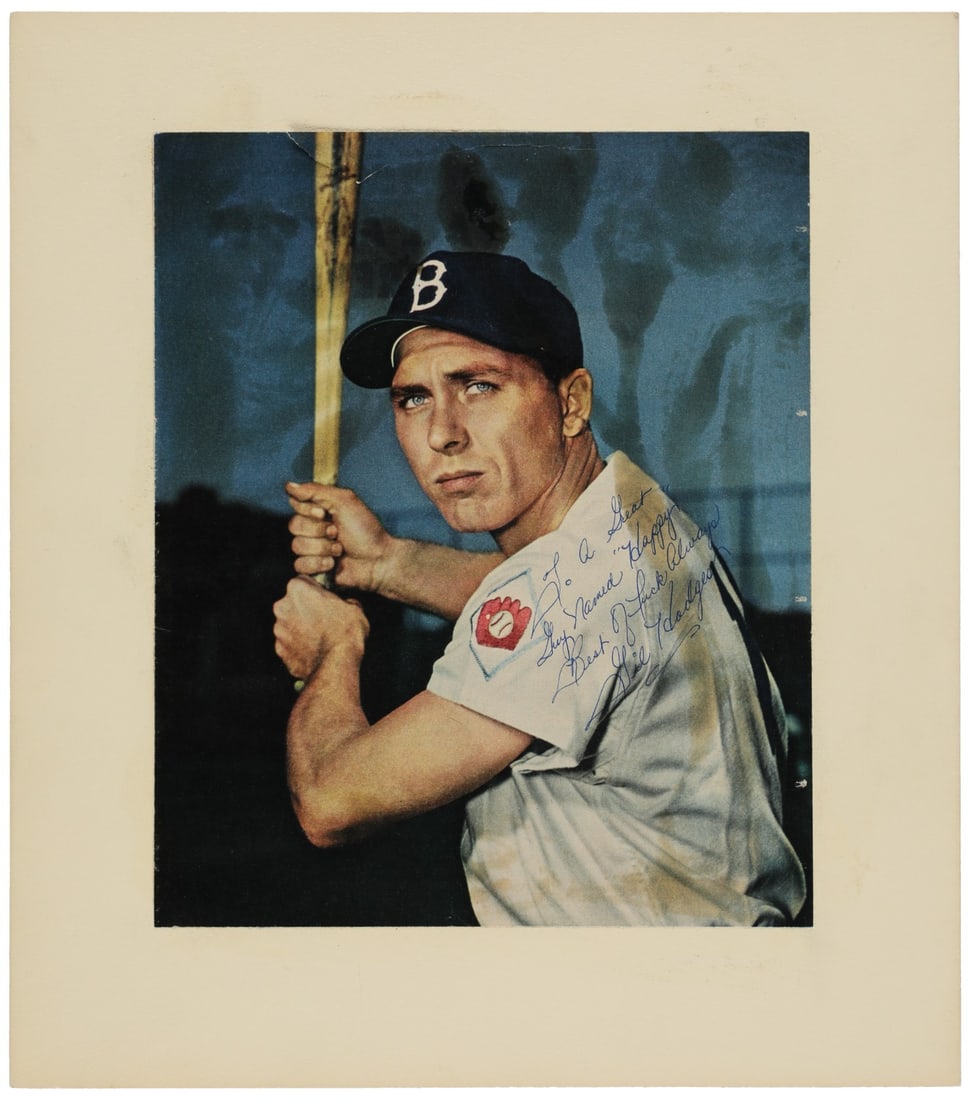 Gil Hodges Autographed 12x14 Brooklyn Dodgers Photo JSA Certified: Gil Hodges Autographed 12x14 Brooklyn Dodgers Photo JSA Certified This is an original 12x14-inch Brooklyn Dodgers photo mount signed by MLB Hall of Famer Gil Hodges. The photograph features Hodges' bl