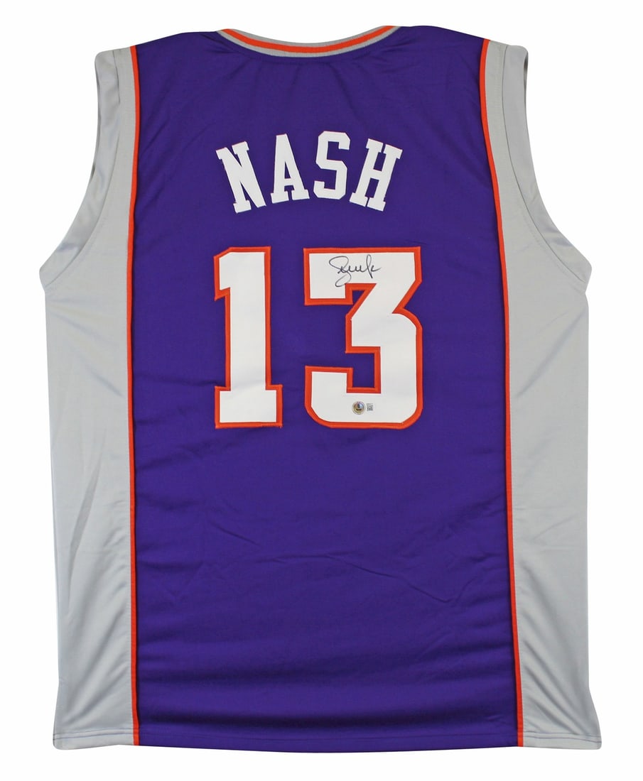 Steve Nash Signed Phoenix Suns Purple Jersey Beckett BAS Witnessed (1 of 3)