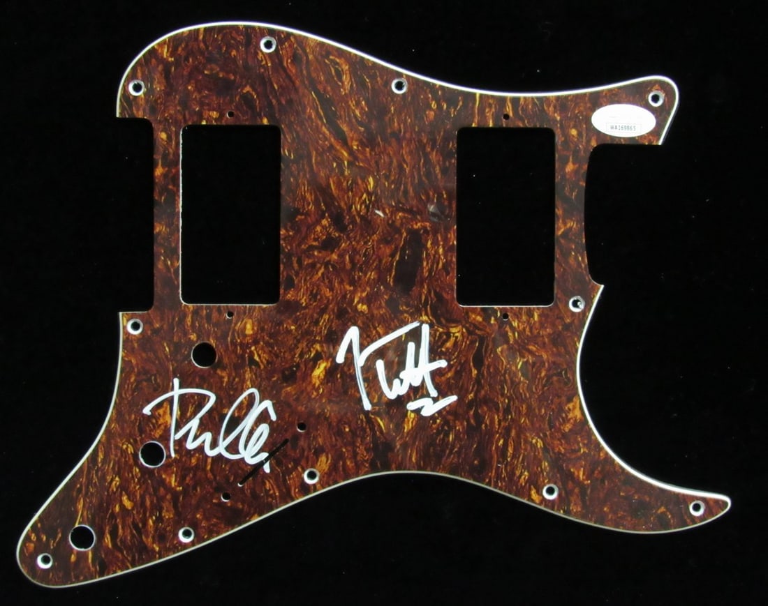 Def Leppard signed guitar pick guard JSA Joe Elliott Phil Collen (1 of 3)